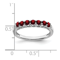 14k White Gold Garnet and Diamond 7-stone Ring