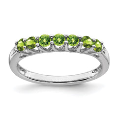 Sterling Silver Rhodium-plated Peridot and Diamond Ring - 24