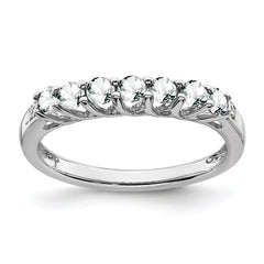 14k White Gold White Topaz and Diamond 7-stone Ring