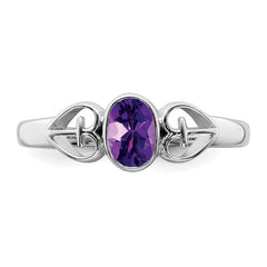Sterling Silver Rhodium-plated Amethyst Ring - 4