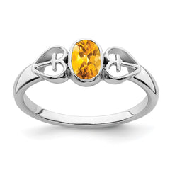 Sterling Silver Rhodium-plated Citrine Ring - 5