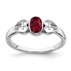 Sterling Silver Rhodium-plated Created Ruby Ring - 5