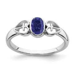 Sterling Silver Rhodium-plated Created Sapphire Ring - 3