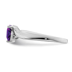Sterling Silver Rhodium-plated Amethyst and Diamond Ring - 12