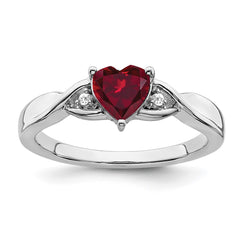 Sterling Silver Rhodium-plated Created Ruby and Diamond Ring - 3