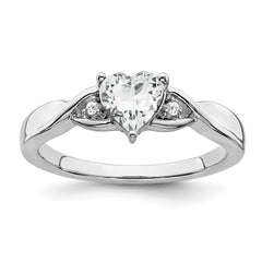 Sterling Silver Rhodium-plated White Topaz and Diamond Ring - 12