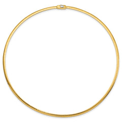 14k Two-tone 3mm Reversible White and Yellow 18 inch Domed Omega Necklace