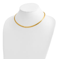 14k Two-tone 5mm Reversible White and Yellow 16 inch Domed Omega Necklace