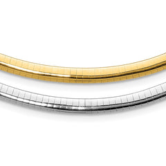 14k Two-tone 5mm Lightweight Reversible 18 inch Omega Necklace Plus 2 inch Heart Chain Extender