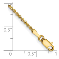 14K 9 inch 1.7mm Ropa with Lobster Clasp Anklet