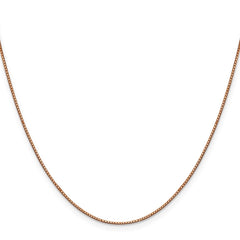 14K Rose Gold 22 inch .9mm Box Link with Lobster Clasp Chain