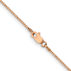14K Rose Gold 30 inch .9mm Box Link with Lobster Clasp Chain