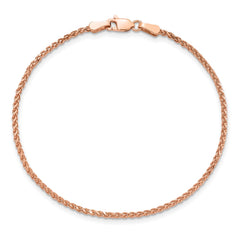 14K Rose Gold 7 inch 1.7mm Diamond-cut Spiga with Lobster Clasp Bracelet