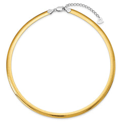Sterling Silver Gold-plated 6mm Reversible w/2in ext Cubetto Chain - 2