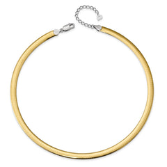 Sterling Silver Gold-plated 6mm Reversible w/2in ext Cubetto Chain - 2