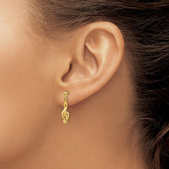 14k Polished & Diamond-Cut Treble Clef Dangle Post Earrings
