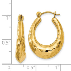 14k Hammered Fancy Hollow Hoop Earrings - 2