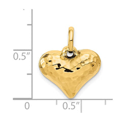 14K Polished and Hammered 3-D Heart Pendant - 2