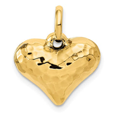14K Polished and Hammered 3-D Heart Pendant - 2