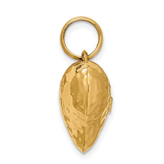 14K Polished and Hammered 3-D Heart Pendant - 3