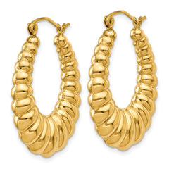 14k Polished Scalloped Hoop Earrings - 2