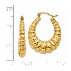 14k Polished Scalloped Hoop Earrings - 2