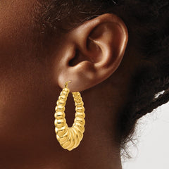 14k Polished Scalloped Hoop Earrings - 3