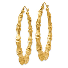 14k Polished Bamboo Hoop Earrings - 4