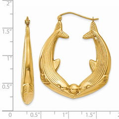 14k Polished Dolphin Hoop Earrings - 2