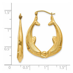 14k Polished Dolphin Hoop Earrings - 3