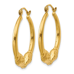 14k Polished Ram Hoop Earrings - 3
