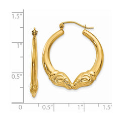 14k Polished Ram Hoop Earrings - 3