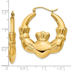 14k Polished Claddagh Hoop Earrings - 6