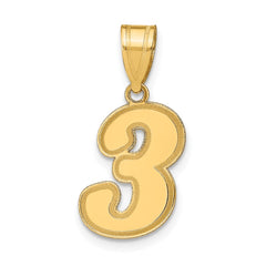 14k White Gold Polished Script Number 3 Pendant
