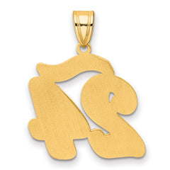 14k Brushed Border Script Number 24 Pendant