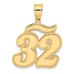 14k Brushed Border Script Number 32 Pendant