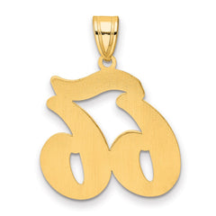 14k Brushed Border Script Number 66 Pendant