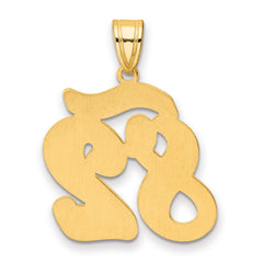 14k Brushed Border Script Number 82 Pendant