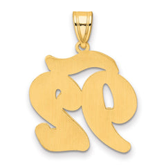 14k Brushed Border Script Number 92 Pendant