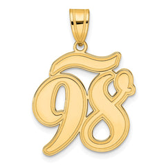 14k Brushed Border Script Number 98 Pendant
