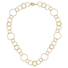 14K Polished Diamond-cut and Textured Circles 24 inch Necklace