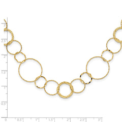 14K Polished Diamond-cut and Textured Circles 24 inch Necklace