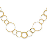 14K Polished Diamond-cut and Textured Circles 18 inch Necklace