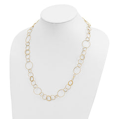 14K Polished Diamond-cut and Textured Circles 24 inch Necklace