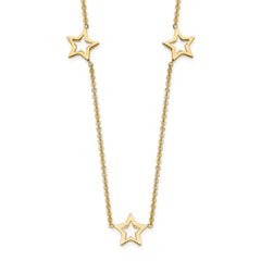 14K Open Stars 16 inch Necklace Plus 2 inch Extension