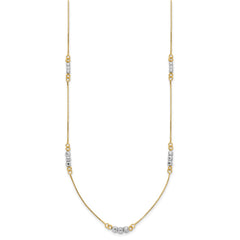 14K Two-Tone Mirror Beaded 18 inch Station Necklace
