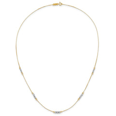 14K Two-Tone Mirror Beaded 18 inch Station Necklace