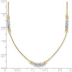 14K Two-Tone Mirror Beaded 18 inch Station Necklace