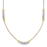 14K Two-Tone Mirror Beaded 18 inch Station Necklace