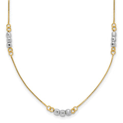 14K Two-Tone Mirror Beaded 18 inch Station Necklace